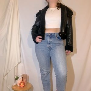 Forever 21 Faux Shearling Lined Moto Biker Jacket